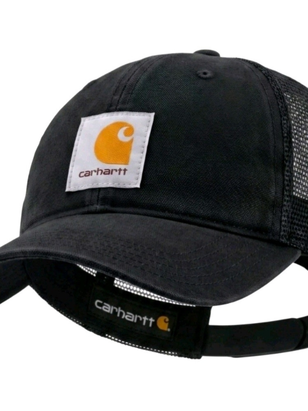 Carhartt Black Mesh-Back Logo Patch Cap